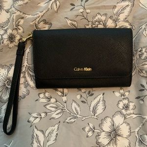Calvin Klein black wristlet